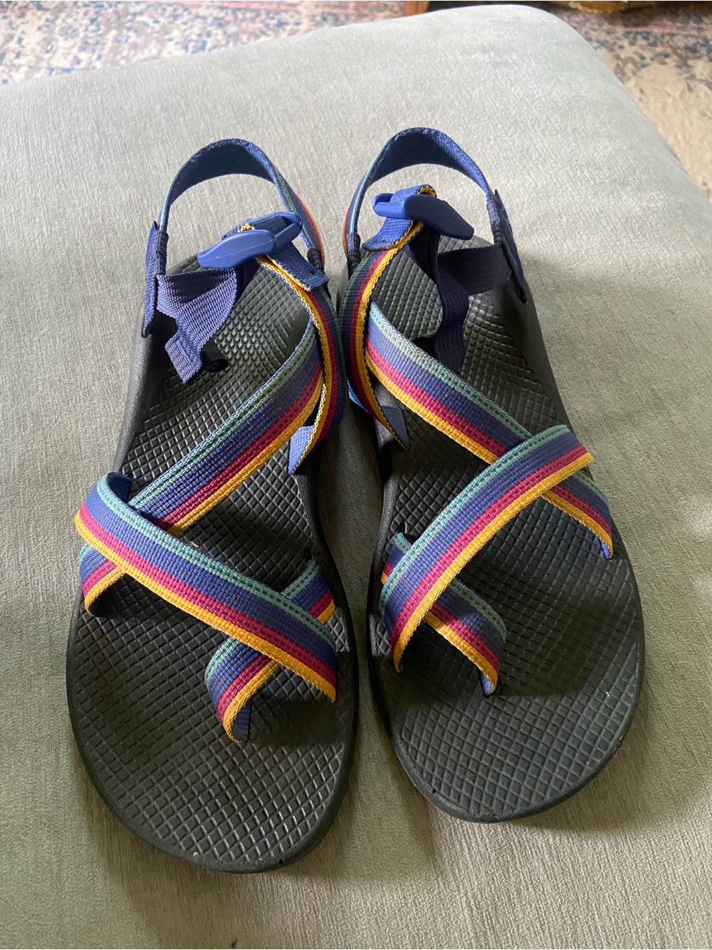 Chaco Black Sandal with Rainbow Straps